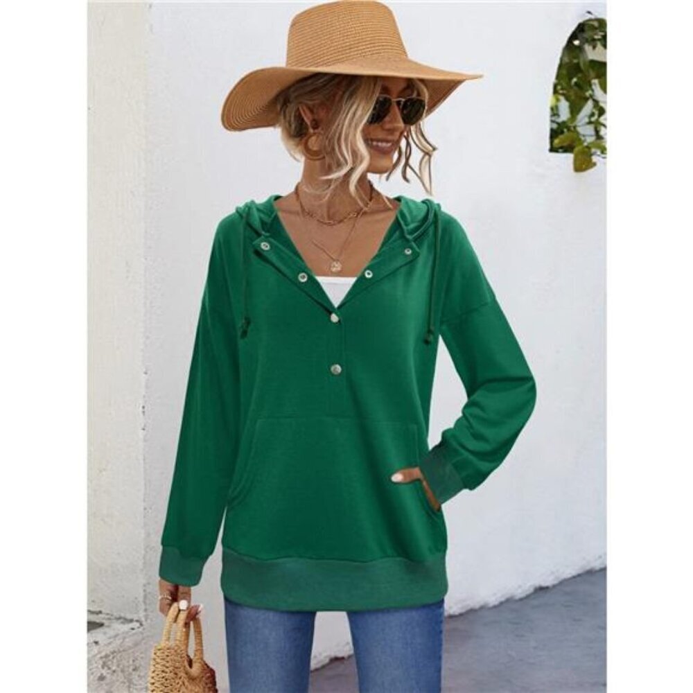 Full Size Snap-Down Hoodie with Kangaroo Pocket Plus Size